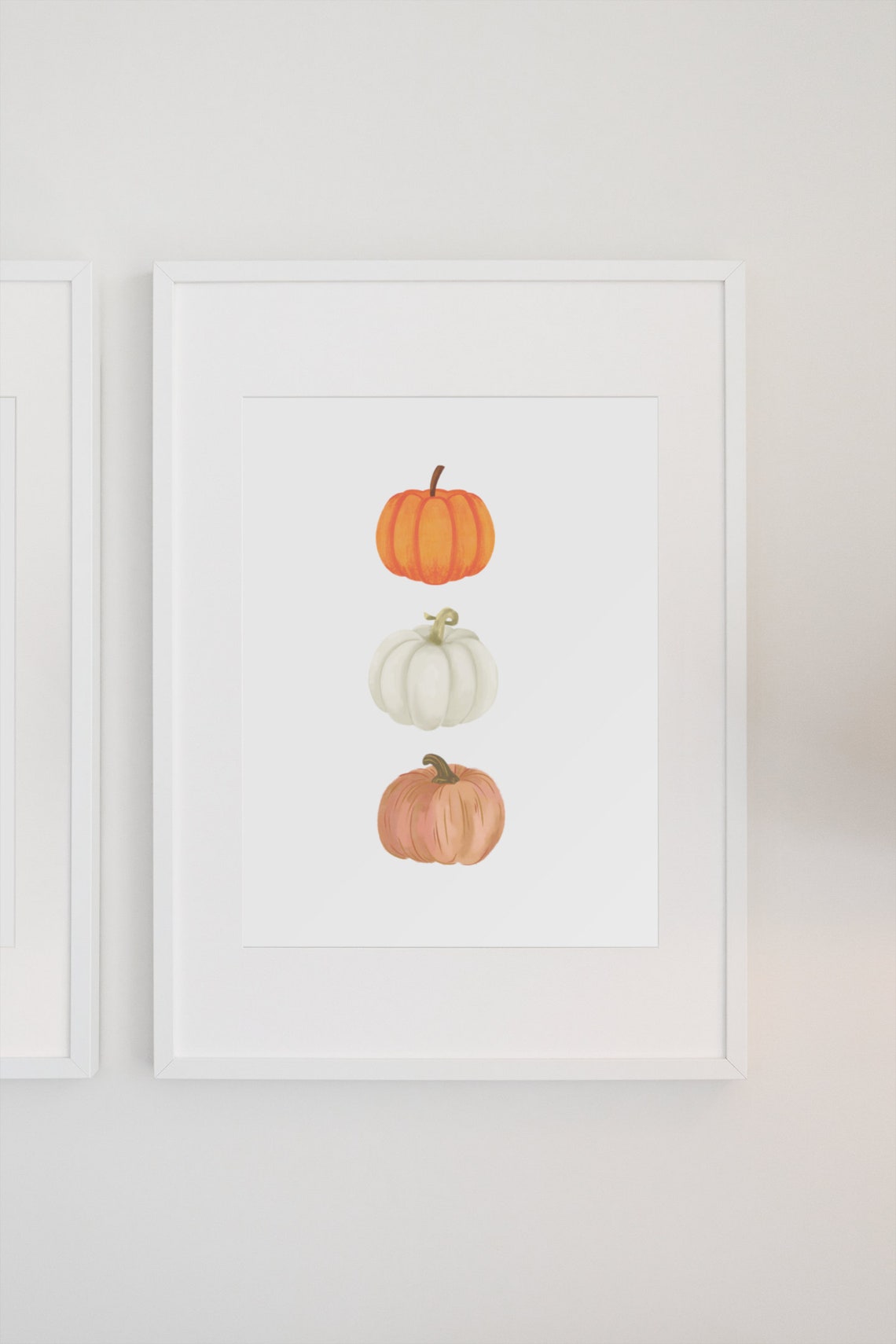 Three Minimalist Watercolor Pumpkins Autumn Fall Decor Poster