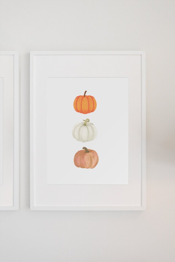 Three Minimalist Watercolor Pumpkins Autumn Fall Decor Poster