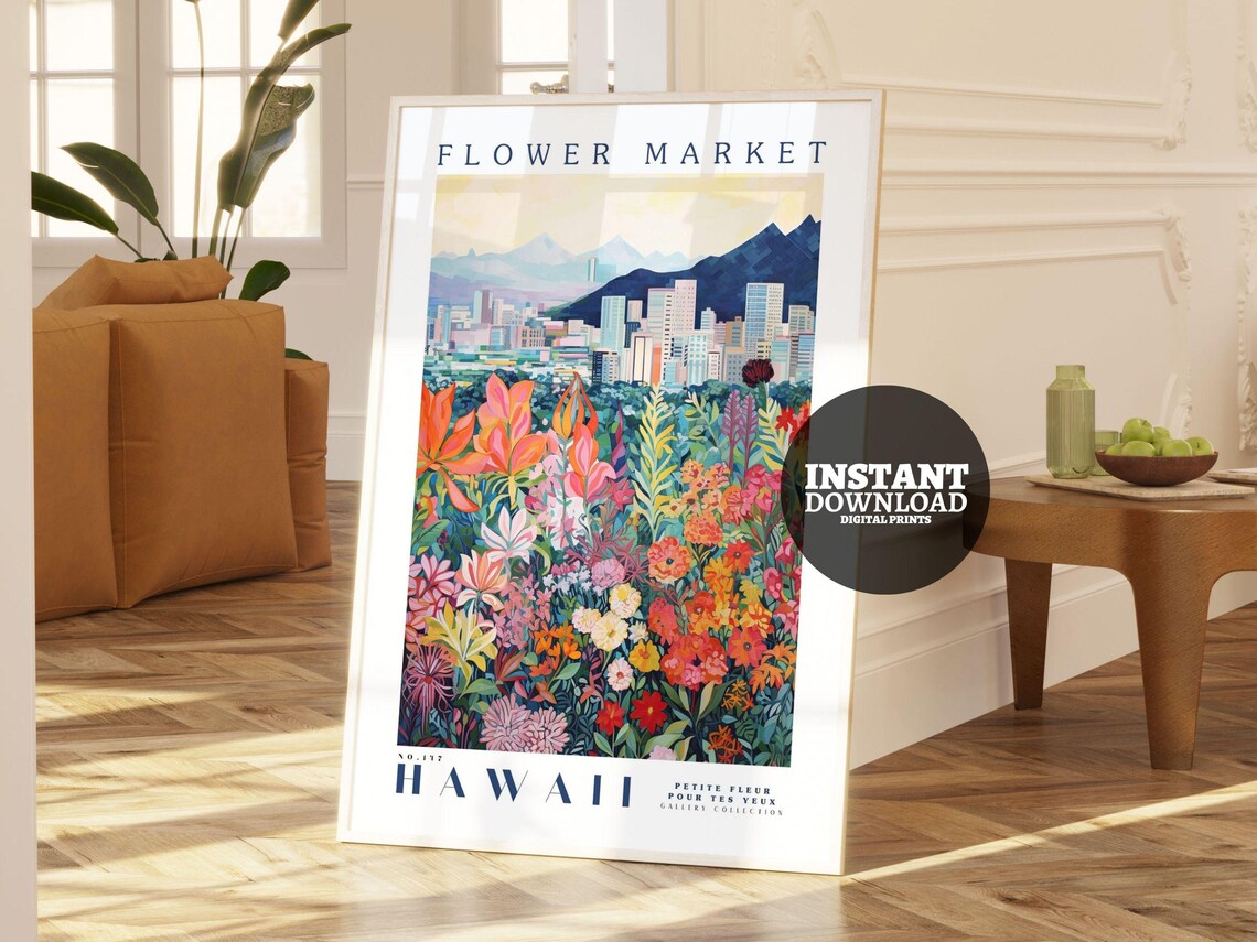 Flower Market Hawaii Botanical Art Print - Image 2