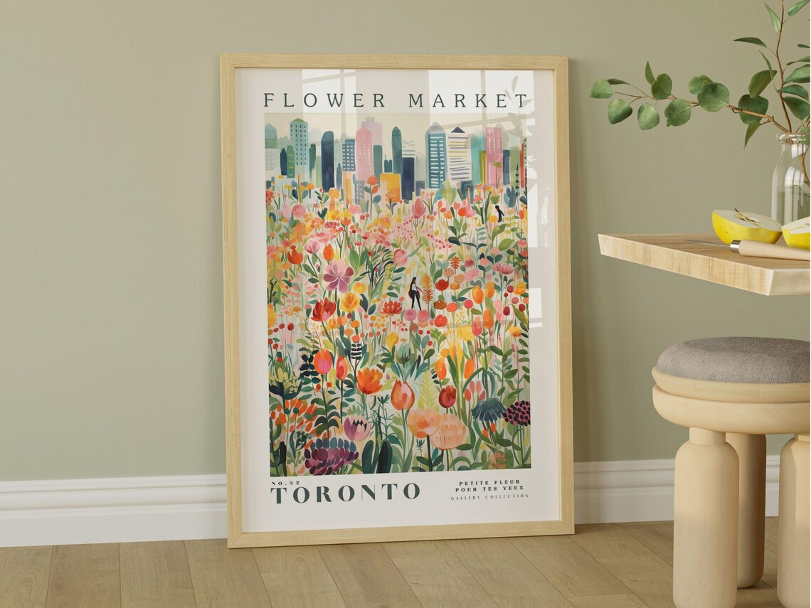 Flower Market Toronto Botanical Print, Travel Poster - Image 2