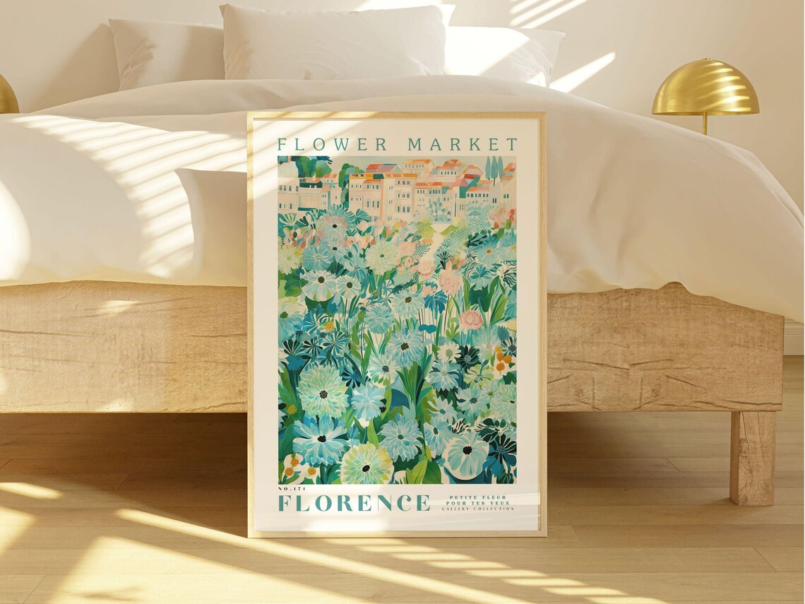 Flower Market Florence No 171 Blue Flowers Cityscape Gallery Poster - Image 3