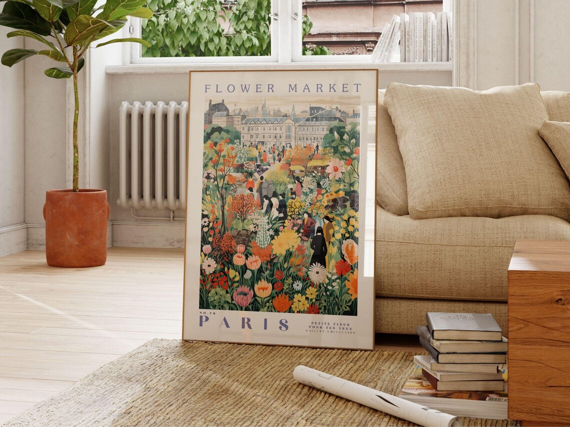 Flower Market Paris, France Travel Art Print - Image 2