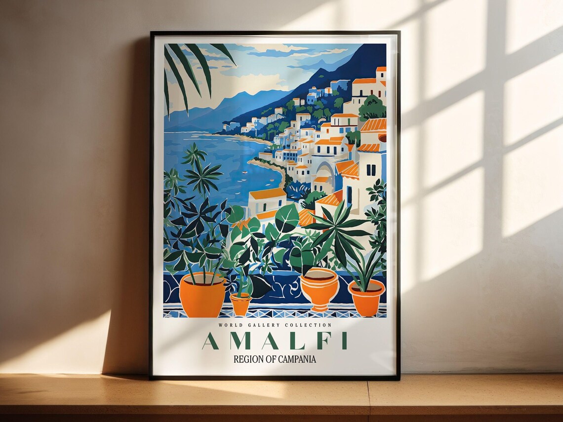 Amalfi Coast Travel Poster, Italian Coast - Image 2
