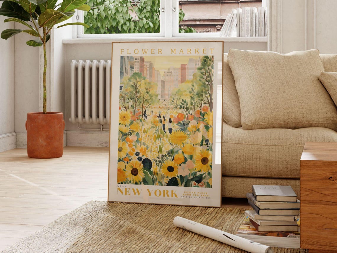Flower Market, New York City Botanical Travel Poster - Image 2