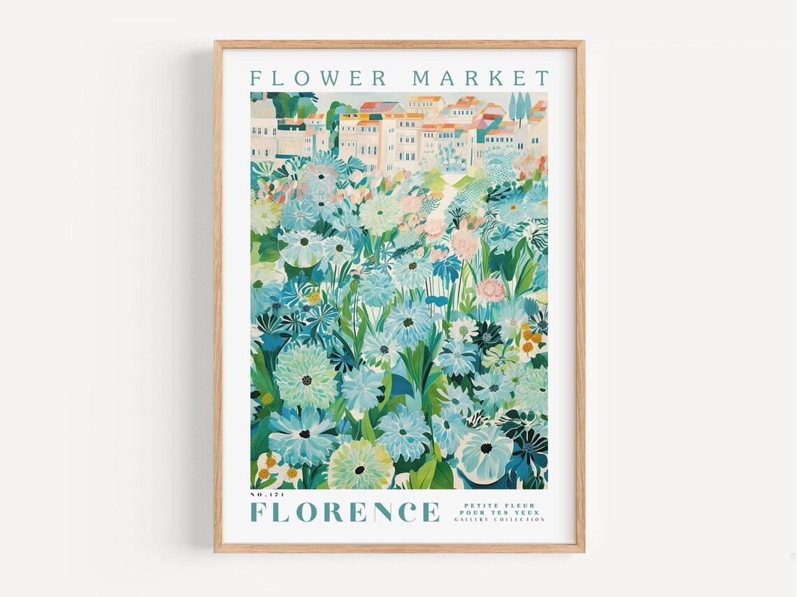 Flower Market Florence No 171 Blue Flowers Cityscape Gallery Poster