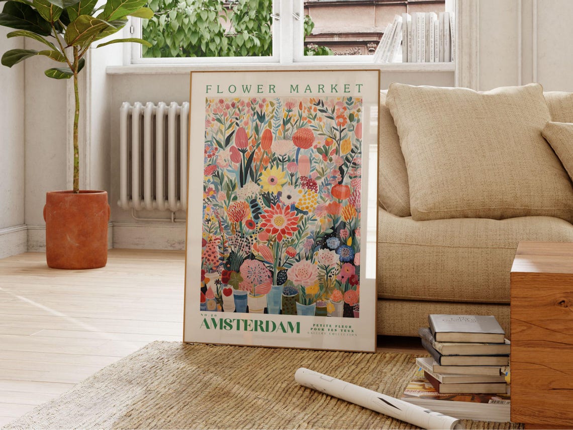 Amsterdam Flower Market Travel Poster, Floral Art - Image 2