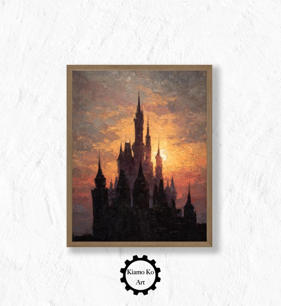 Castle At Sunset Vintage Landscape Art Print Cozy Wall Decor Home Gift