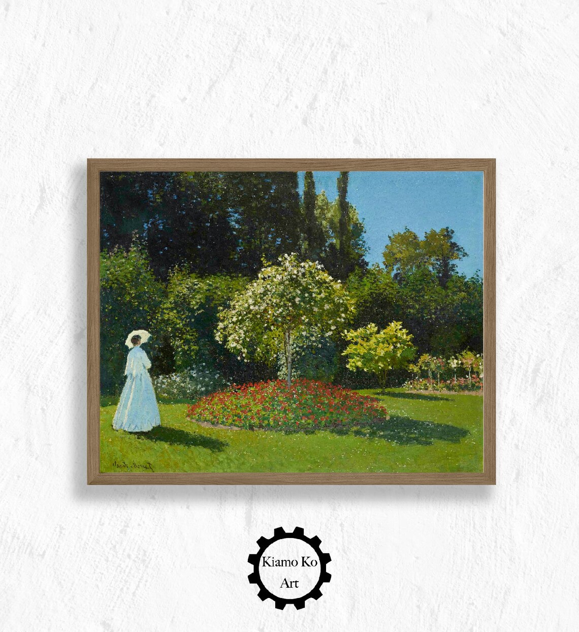 Woman In The Garden Painting Art Work Vintage