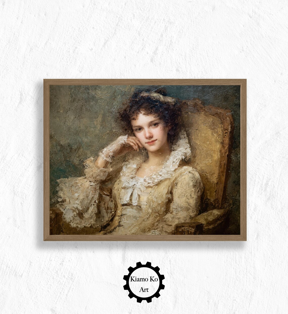Elegant Woman In Chair Art Wall Decor Cozy Home Vintage