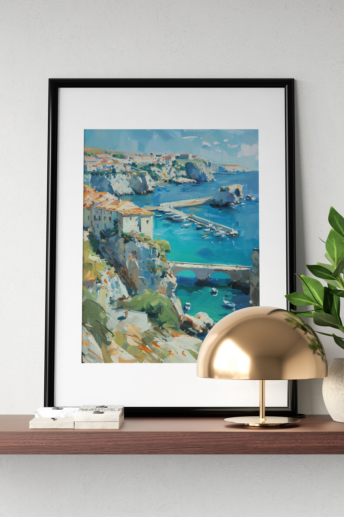 Moody Seaport City Landscape Poster Print - Image 2