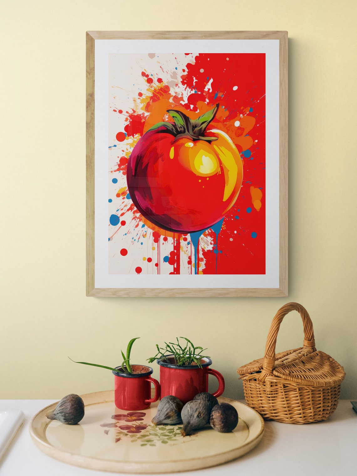 Red Tomato Pop Art Splash Paint White Red Kitchen Wall Poster - Image 3