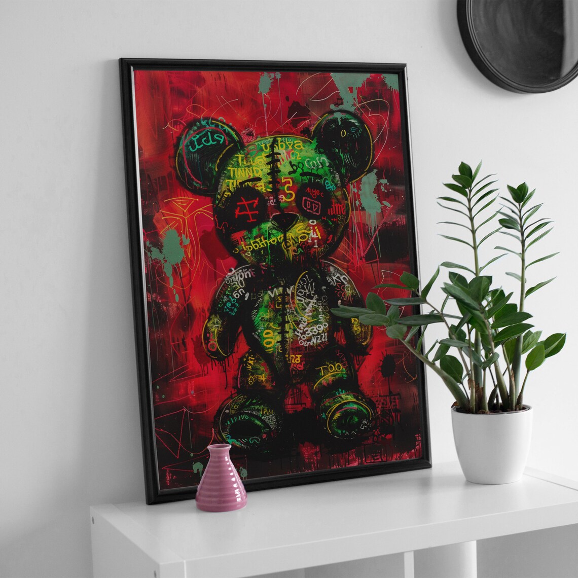 Cyberpunk Teddy Bear Neon Graffiti Street Art Pop Culture Poster - Image 4