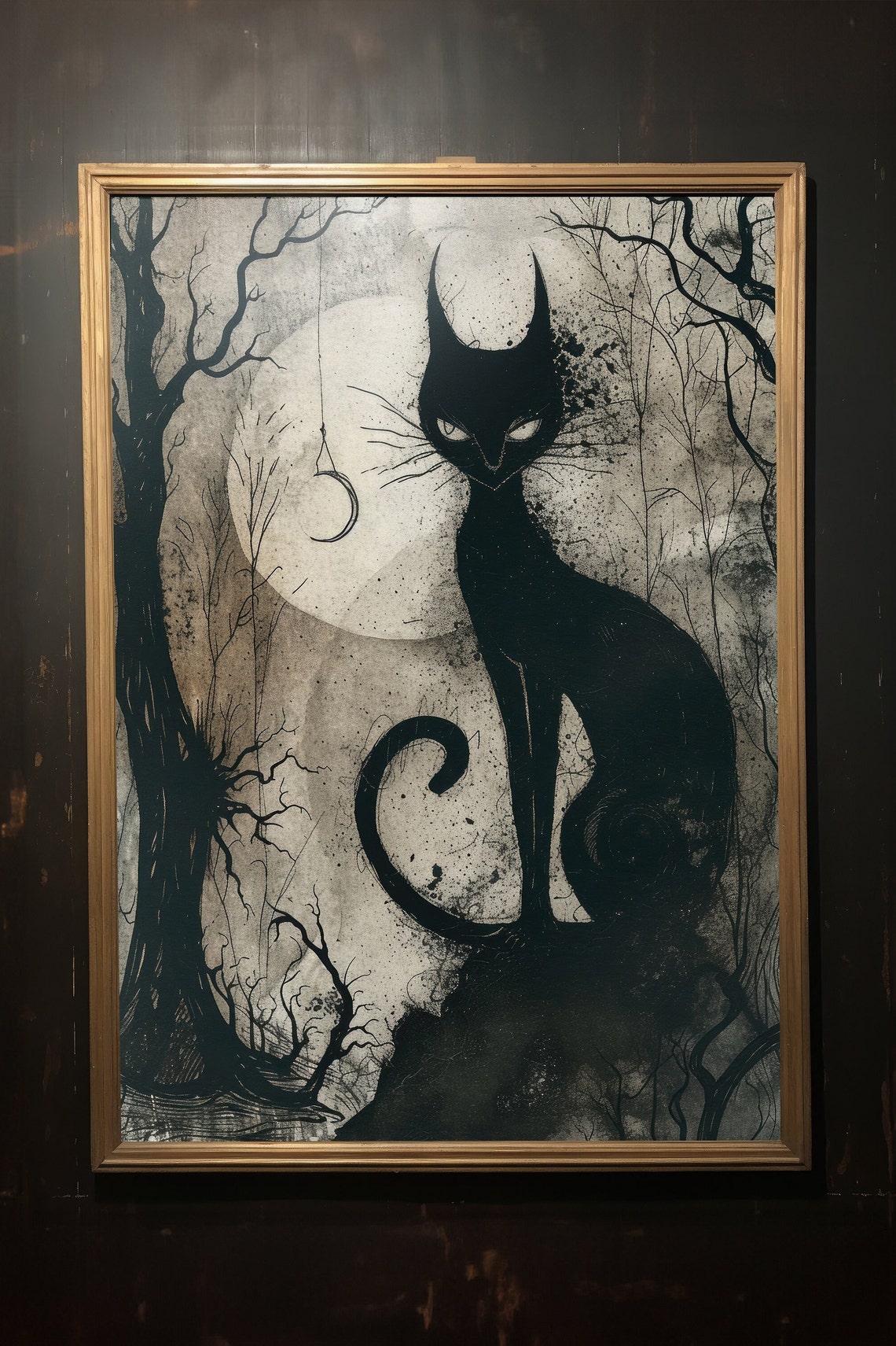 Black Cat Moody Whimsigoth Art Print - Image 2