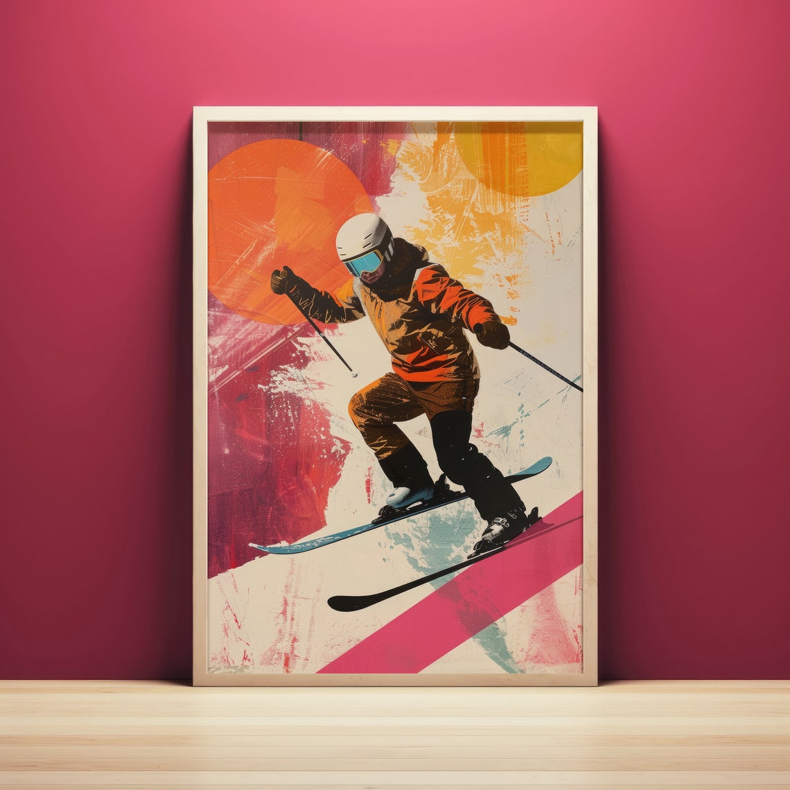 Retro Alpine Skier Jump Vintage Style Winter Sports Art Poster - Image 4