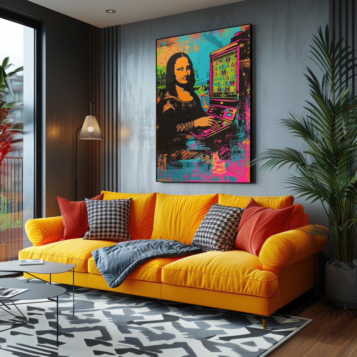 Mona Lisa Satire Slot Machine Neon Casino Vegas Pop Art Poster - Image 4