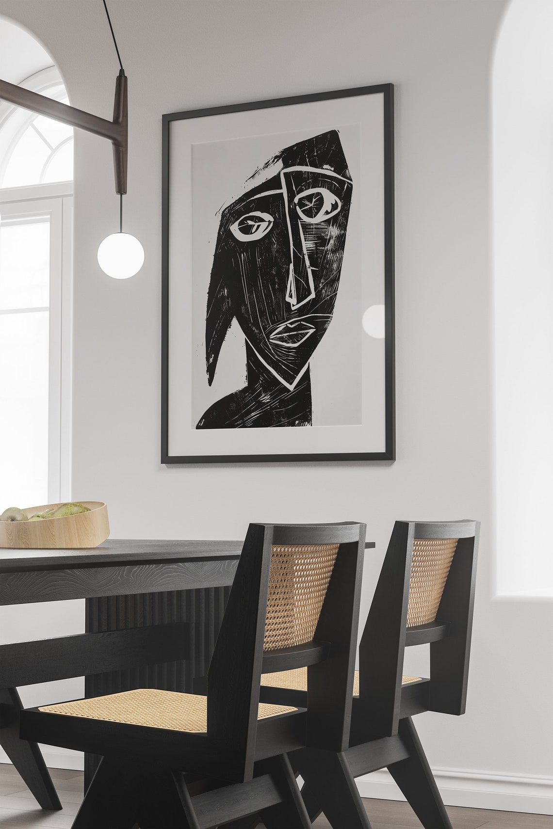 Abstract Cubist Face Portrait Black And White Modern Line Art Poster - Image 4