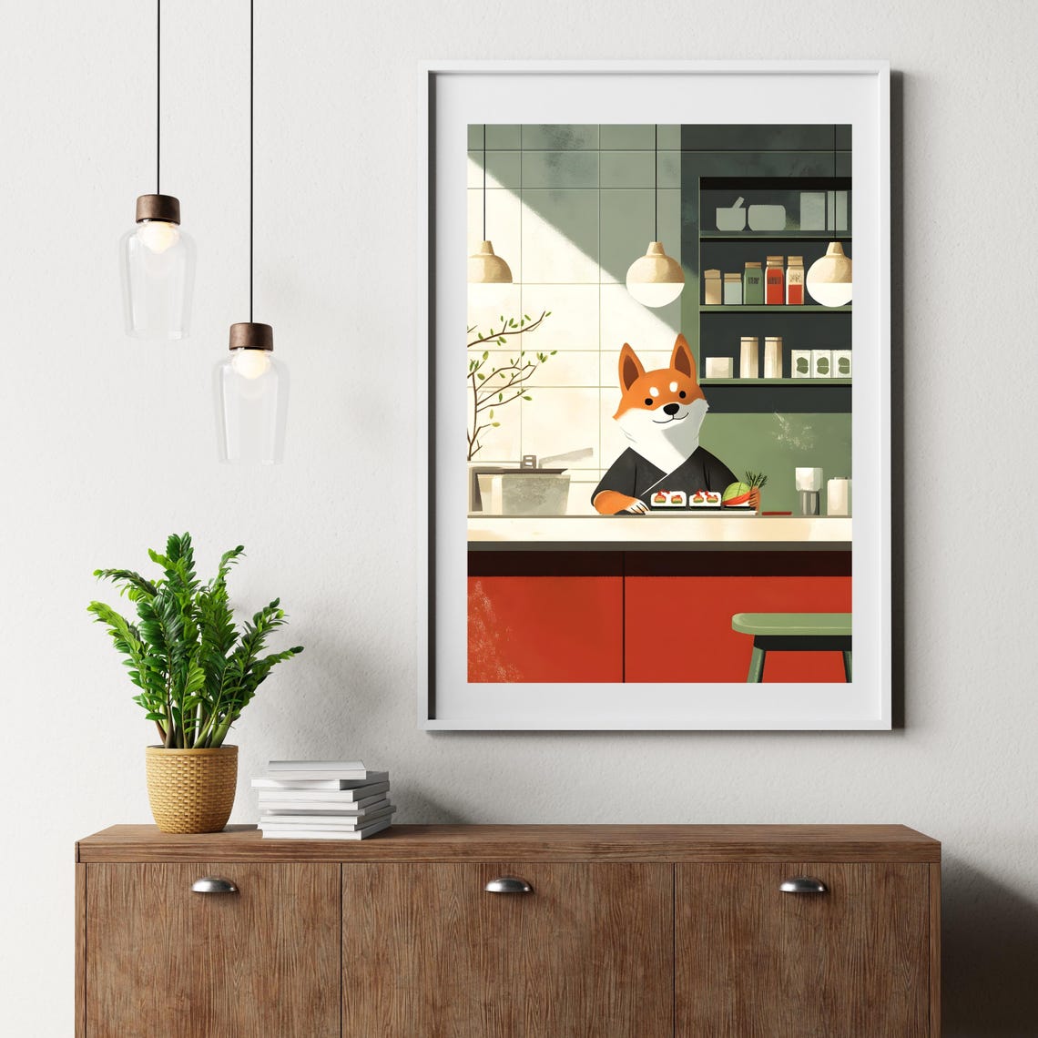 Cute Shiba Inu Sushi Chef Poster Japanese Kitchen Wall Art Adorable Dog Cooking Art Shiba Inu Sushi Art Print Japanese Culinary - Image 3