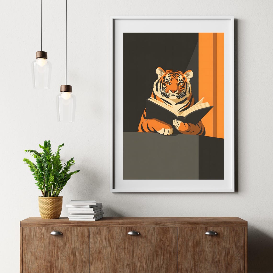 Sophisticated Tiger Wall Art Tiger Reading Book Poster Minimalist Animal Print Modern Tiger Illustration Bold Wildlife Wall - Image 8