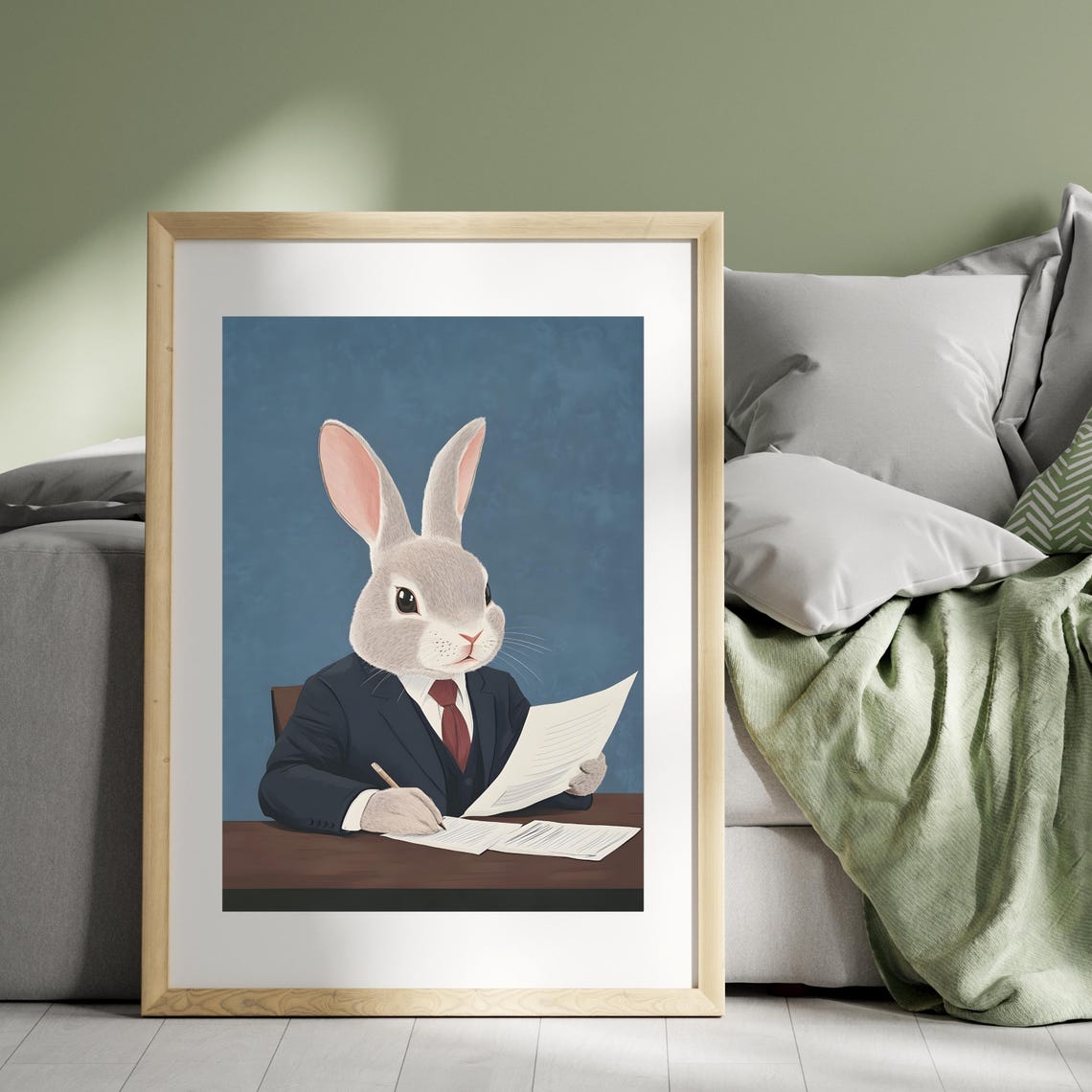 Professional Rabbit Business Suit Signing Documents Office Art Poster - Image 8
