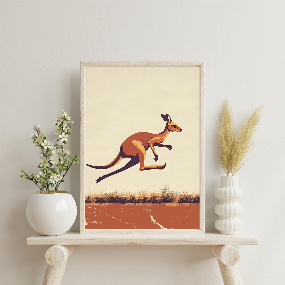 Leaping Kangaroo Red Desert Vintage Australia Wildlife Poster - Image 3