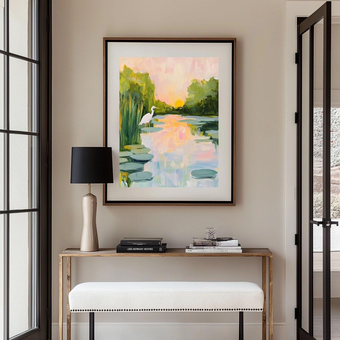 Sunset Aesthetics Coastal Abstract Marsh Painting - Image 3