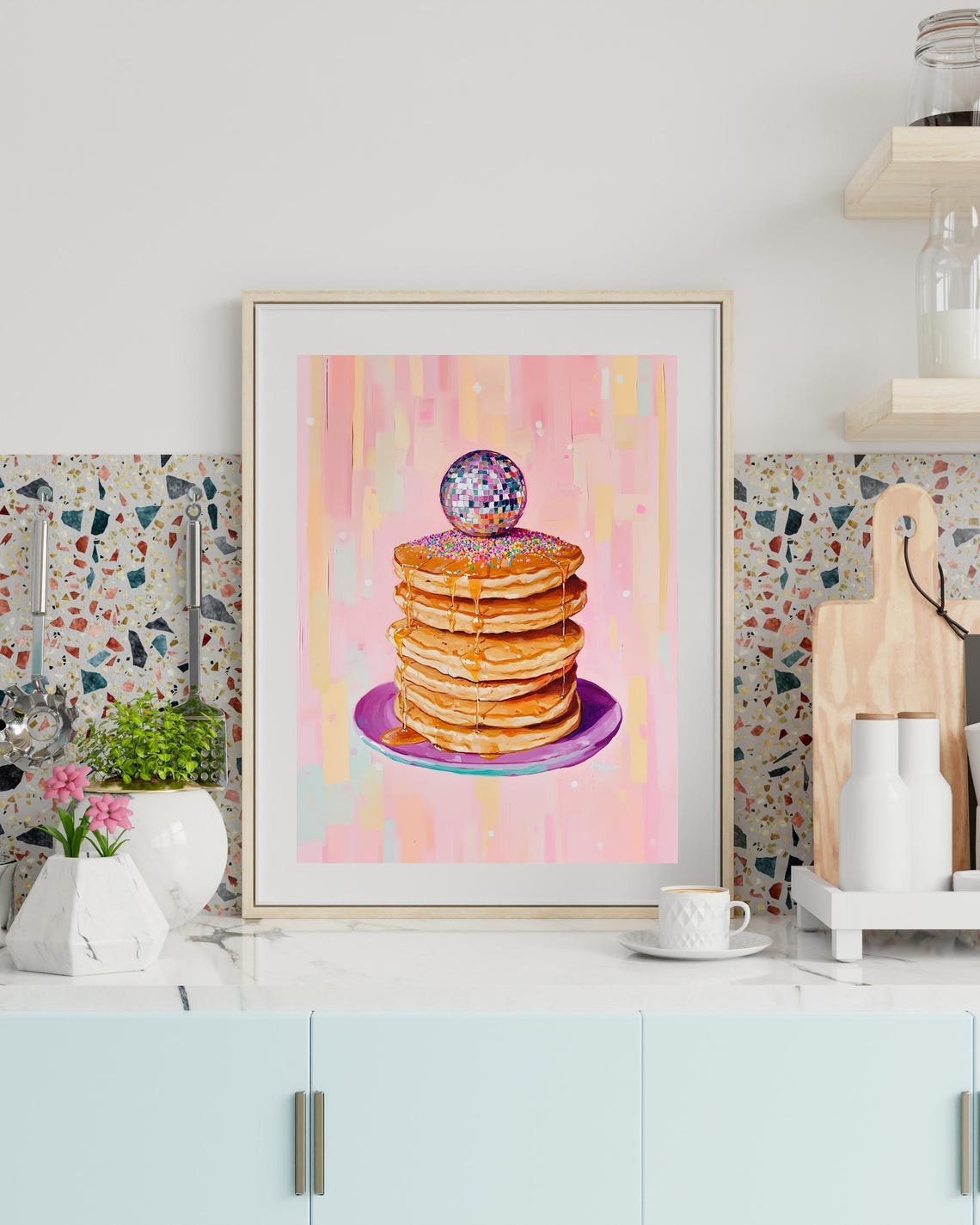 Disco Ball And Pancake Print, Glam Food Art - Image 4