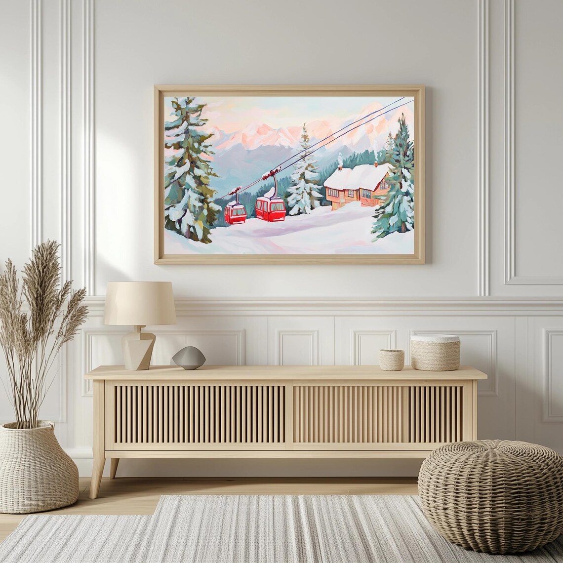 Winter Wonderland Ski Resort Art Print, Nordic Forest - Image 5