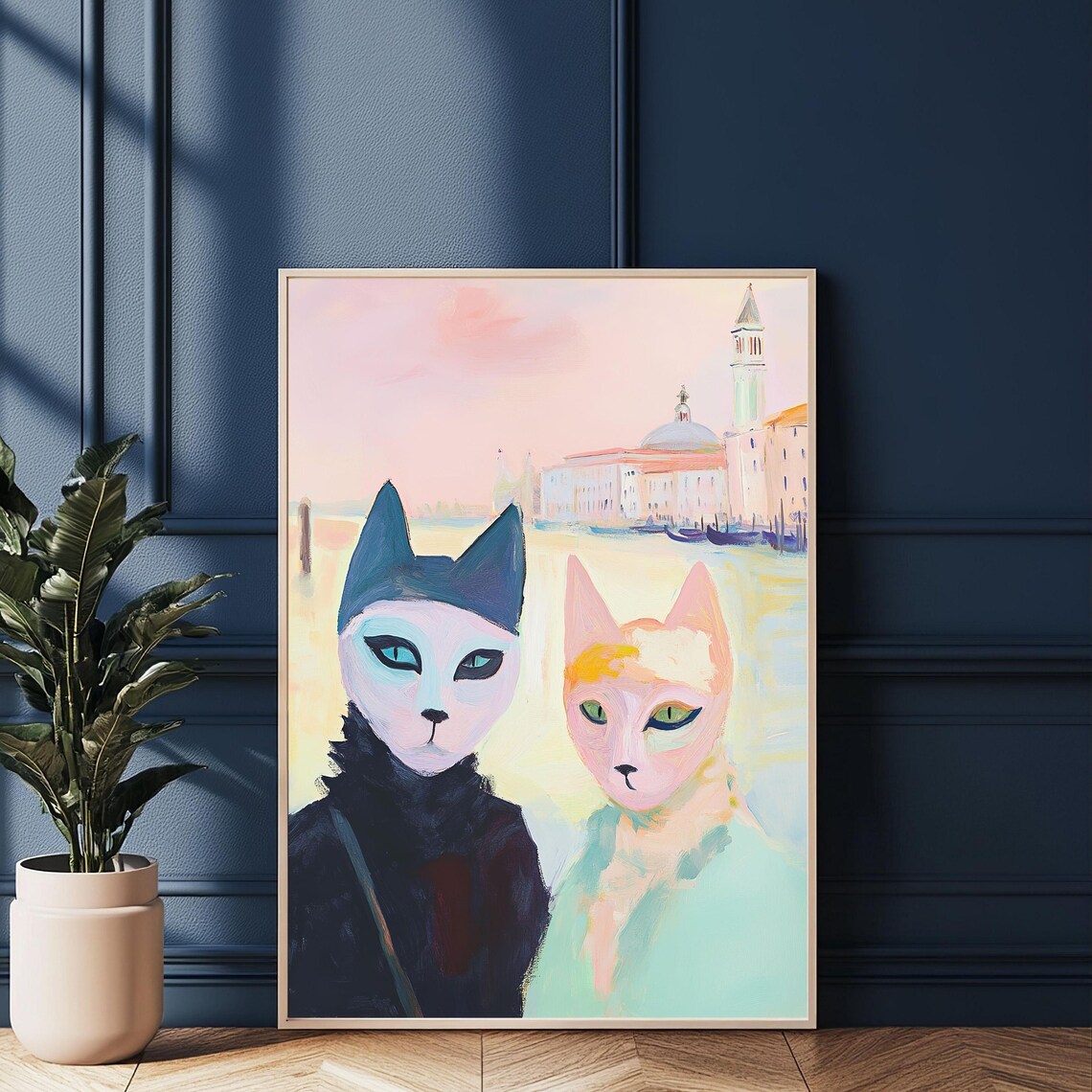 Masked Cats in Venice with Grand Canal View Whimsical Poster - Image 5