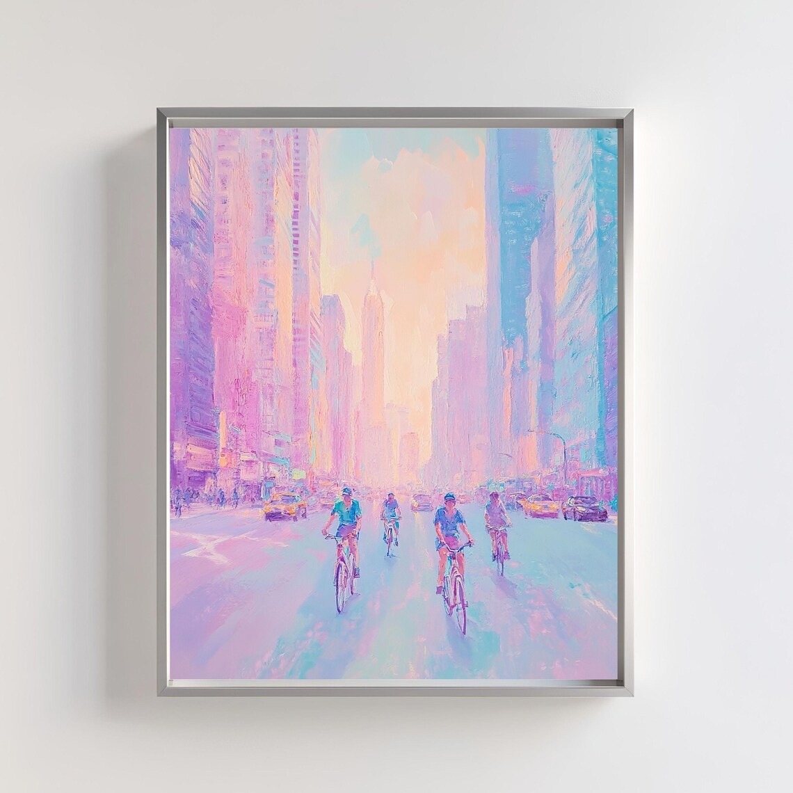 Urban Sunset Cityscape, Abstract Bicycle Skyline