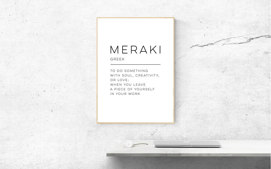 Meraki Definition Poster Print, Modern Word Design