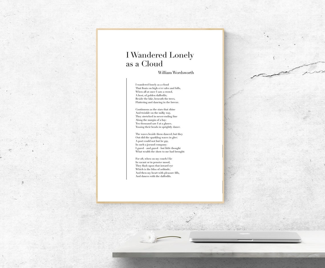 I Wandered Lonely as a Cloud by William Wordsworth Poetry Wall Art