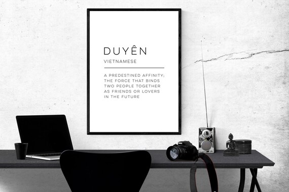 Duyên Vietnamese Definition Print Predestined Affinity Love Word Typography