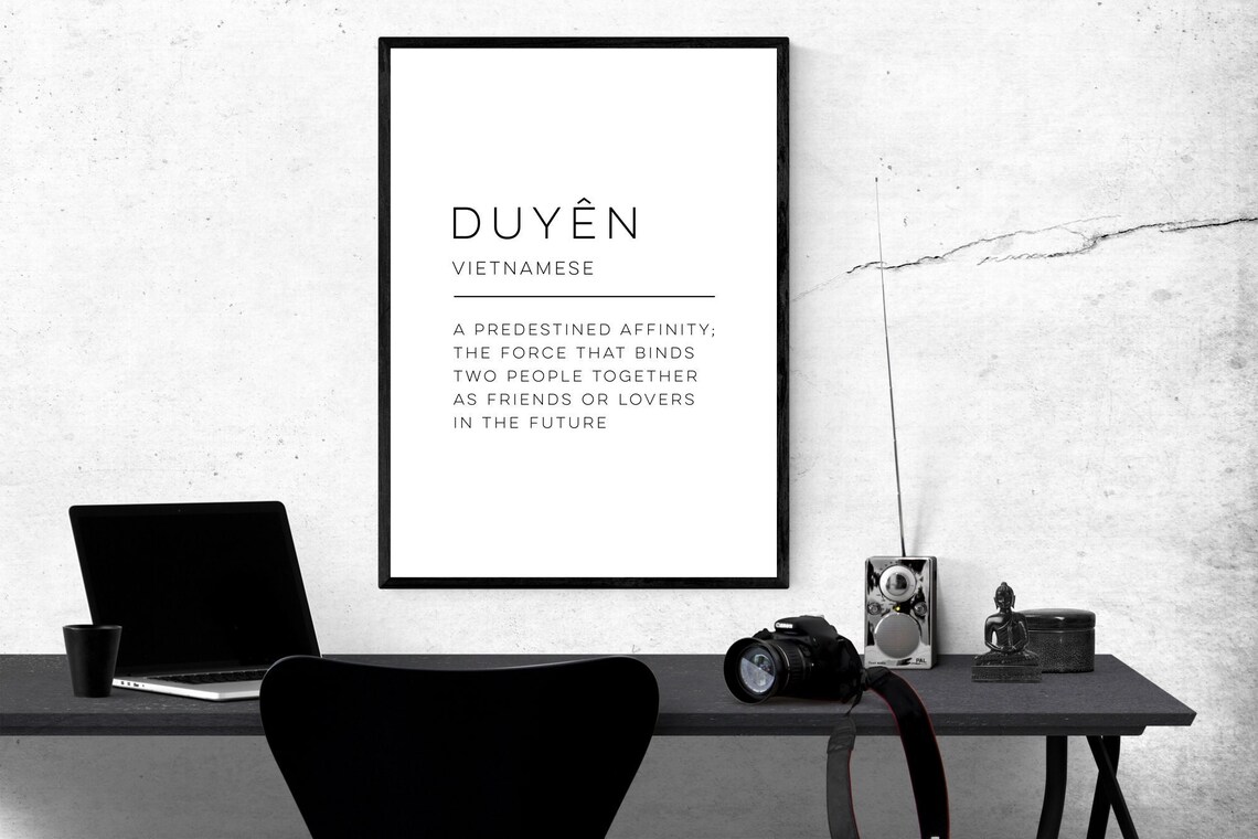 Duyên Vietnamese Definition Print Predestined Affinity Love Word Typography