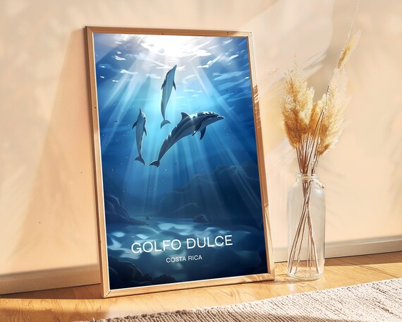 Golfo Dulce Costa Rica Dolphins Underwater Ocean Travel Poster