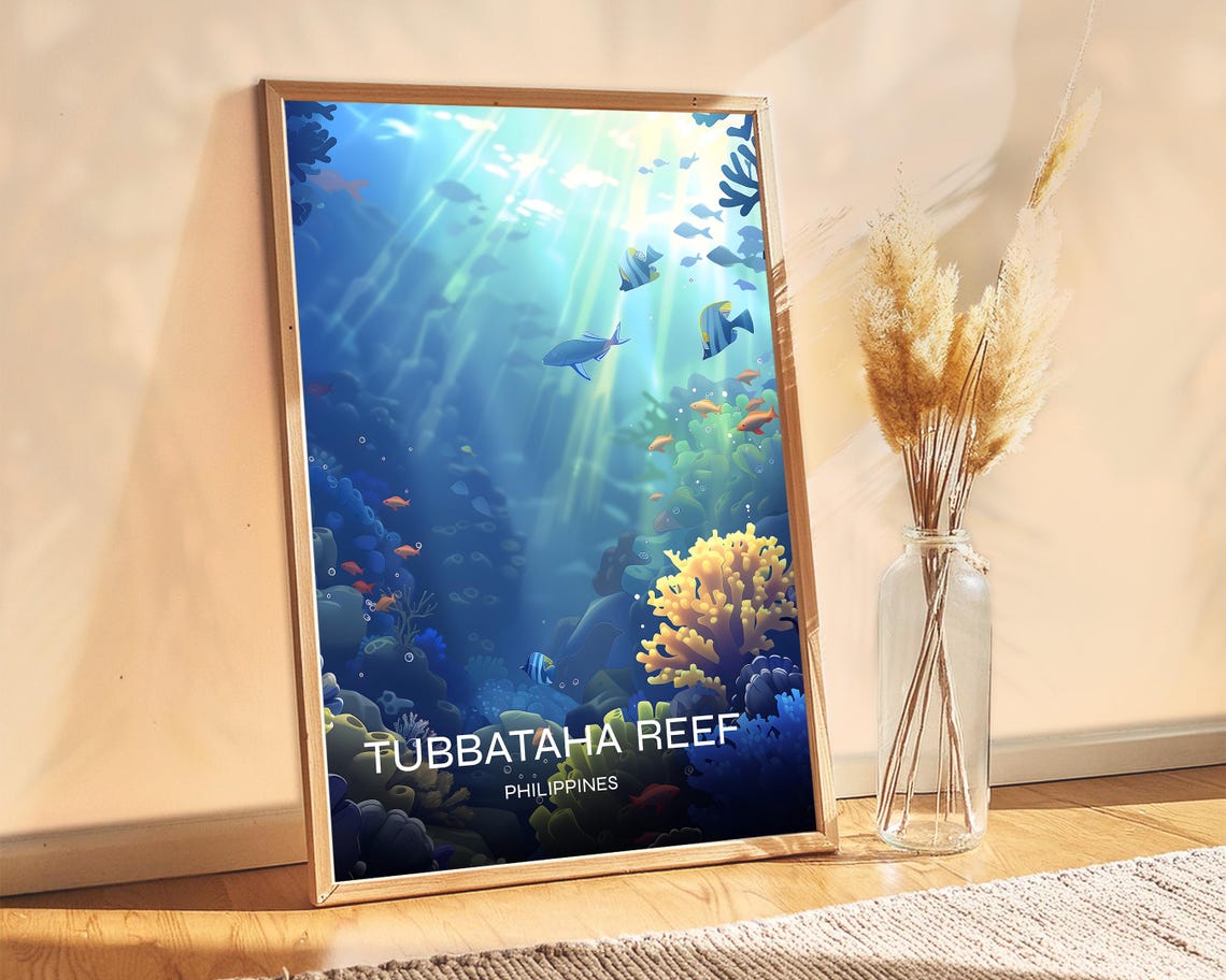 Tubbataha Reef Philippines Coral Garden Underwater Scene Poster