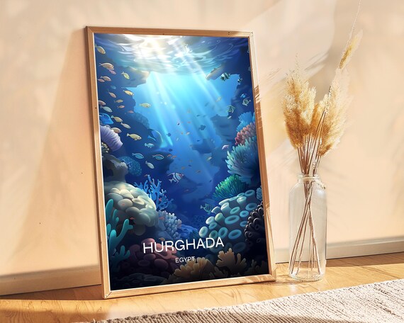 Hurghada Egypt Coral Reef Tropical Fish Scuba Diving Ocean Poster