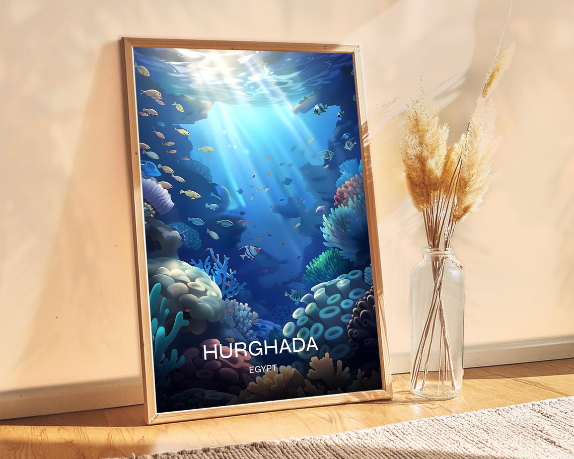 Hurghada Egypt Coral Reef Tropical Fish Scuba Diving Ocean Poster