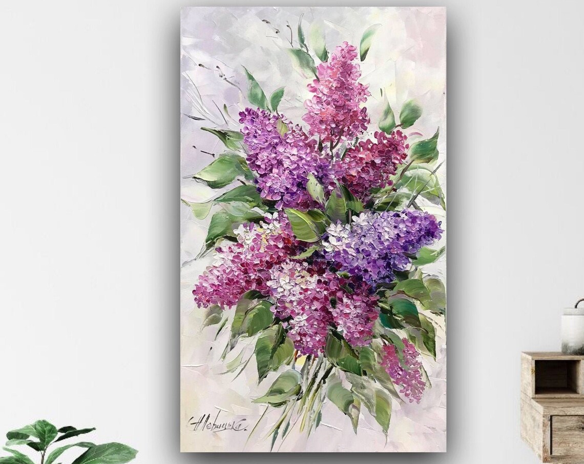 Lilac Oil Painting, Floral Kitchen Decor Art Print - Image 3
