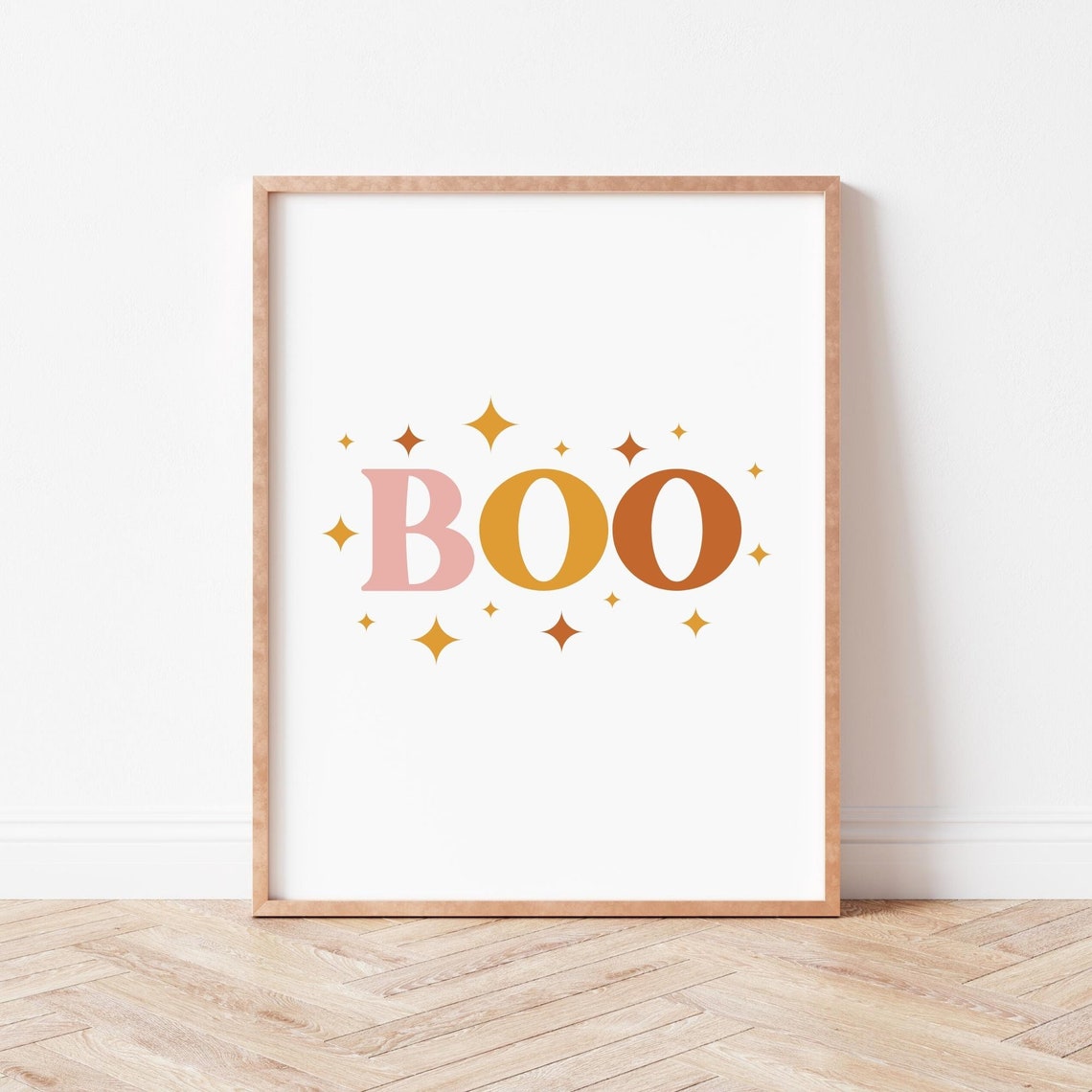 Boo Ombre Lettering with Gold Sparkles Minimal Halloween Poster