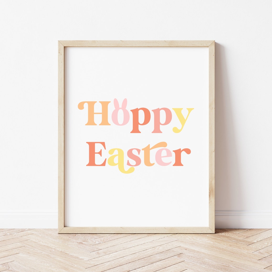 Hoppy Easter Colorful Retro Lettering Spring Holiday Word Art Poster