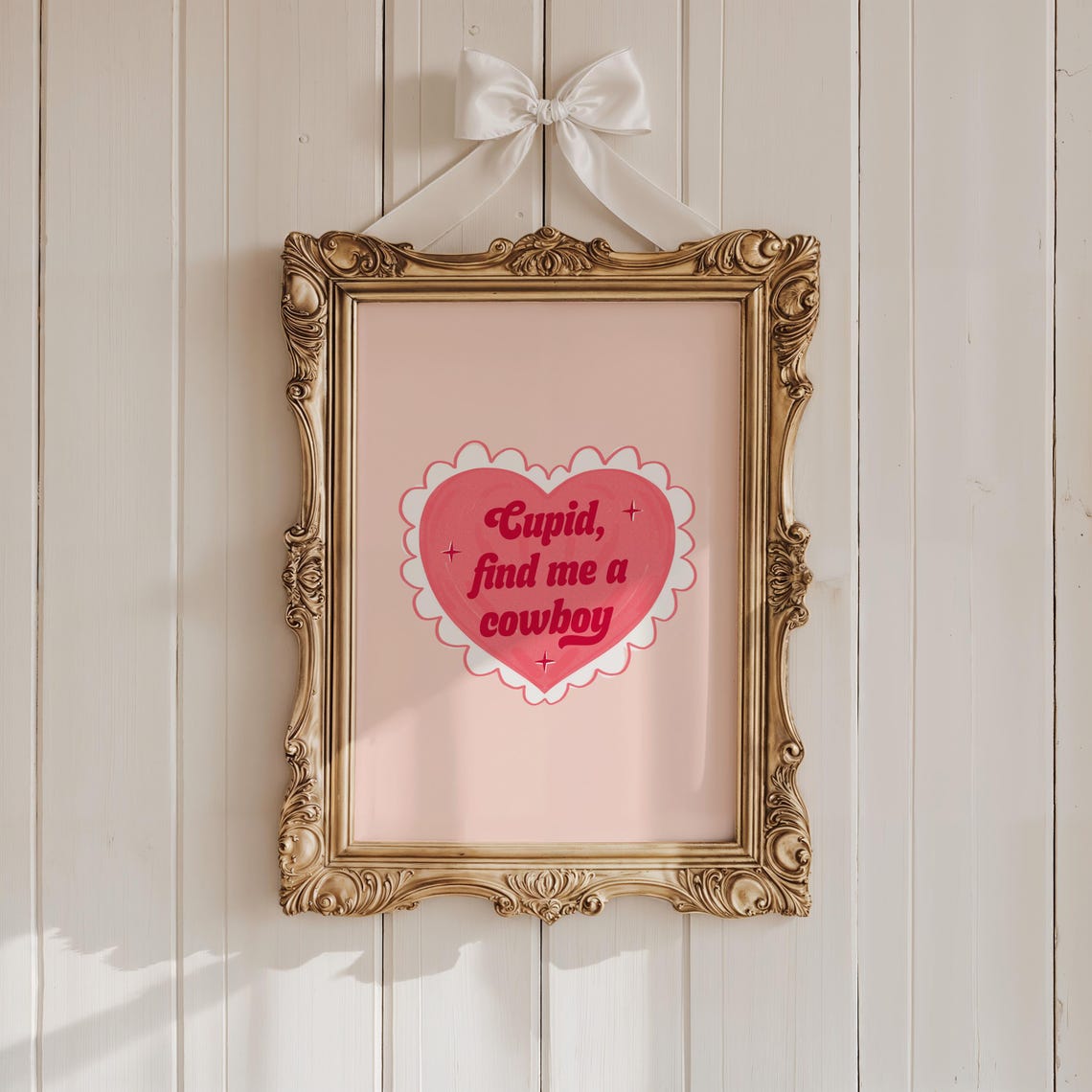 Cupid Find Me a Cowboy Retro Quote Pink Heart Valentine Poster - Image 2