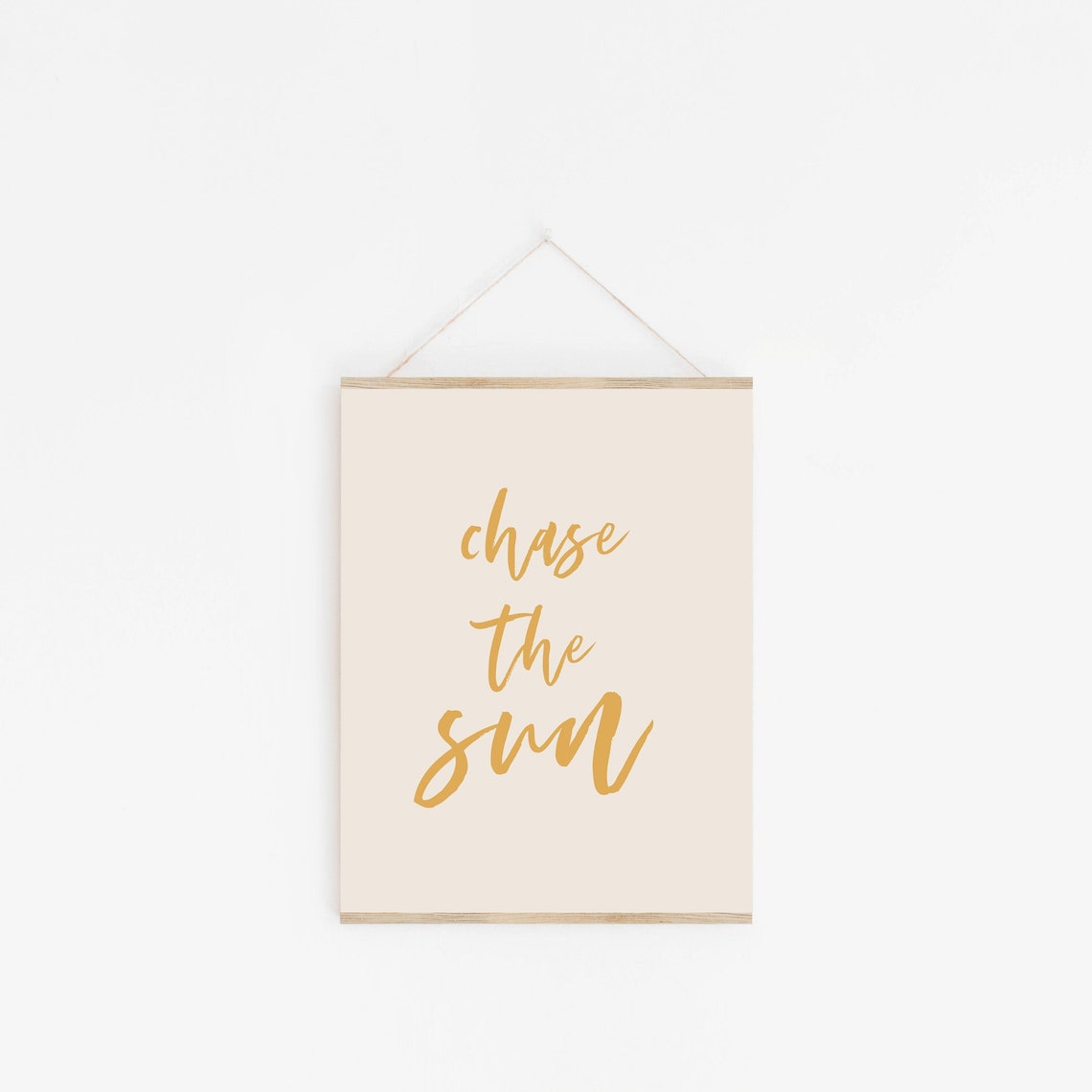 Chase The Sun Gold Hand Lettered Script Sunshine Quote Wall Art - Image 2