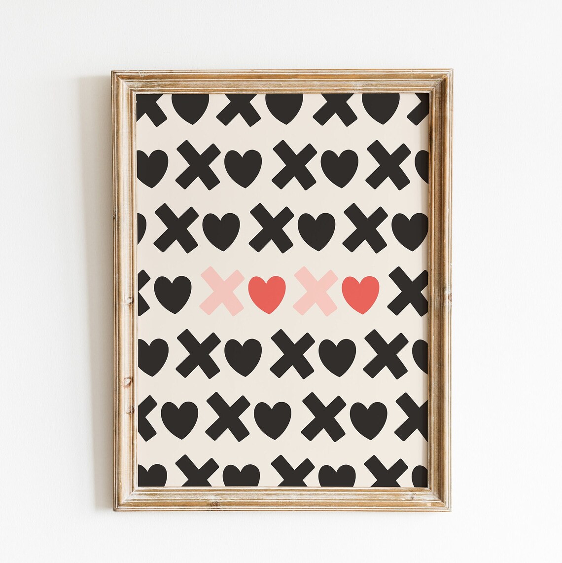 XOXO Hearts and Kisses Pattern Retro Valentine Typography Poster