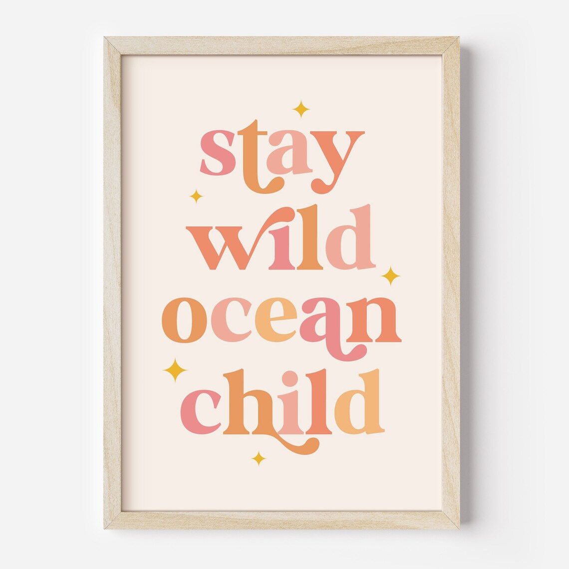 Stay Wild Ocean Child Retro Colorful Typography Beach Vibe Quote Poster - Image 2