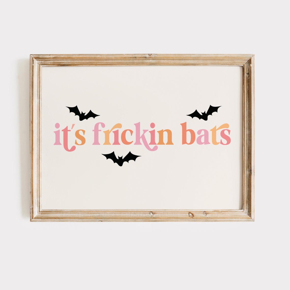 Its Frickin Bats Retro Ombre Lettering with Bats Halloween Poster - Image 3