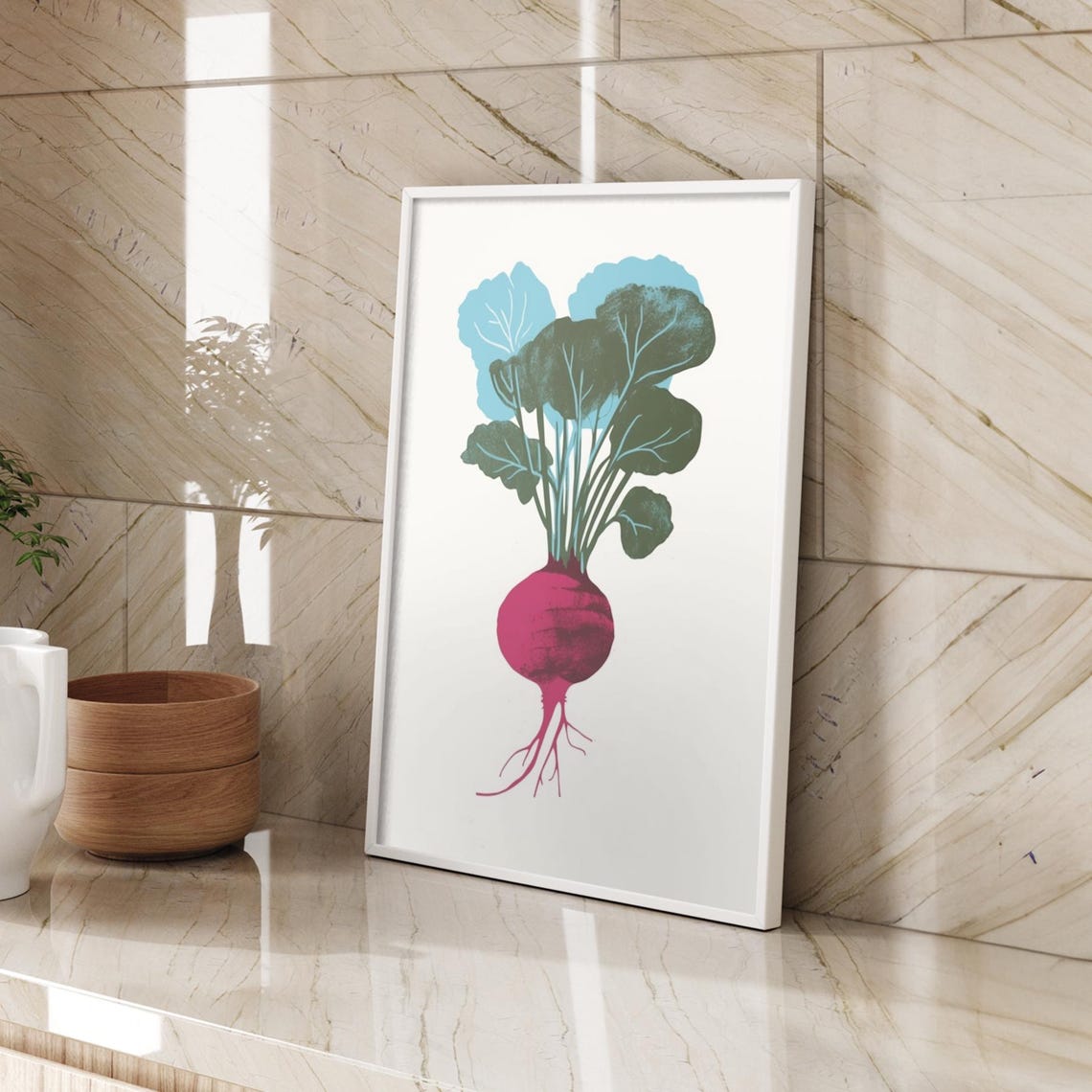 Beetroot Botanical Illustration Kitchen Vegetable Decor Wall Art