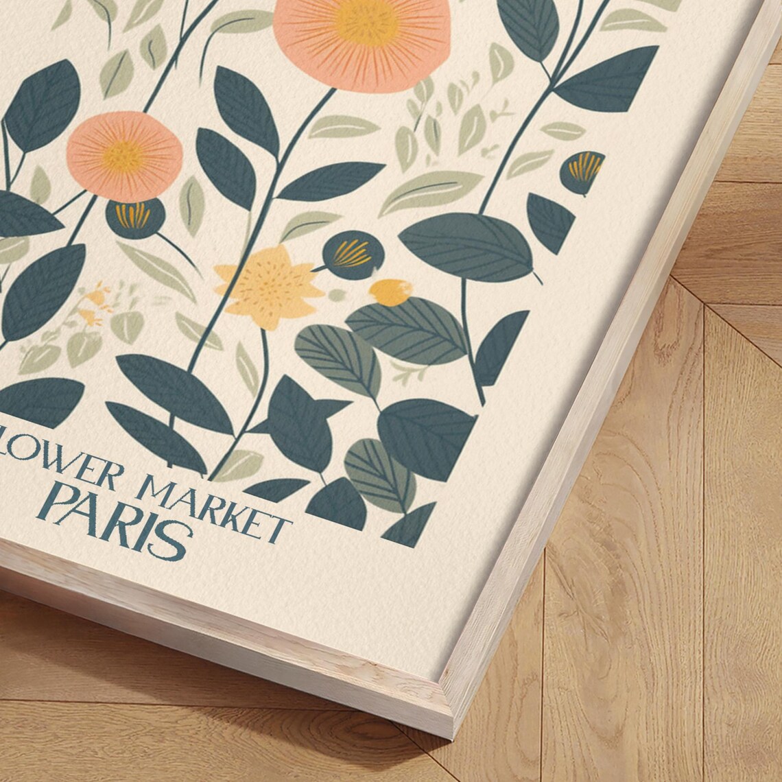 Paris Flower Market Peach Wildflower Botanical Wall Decor Poster - Image 2