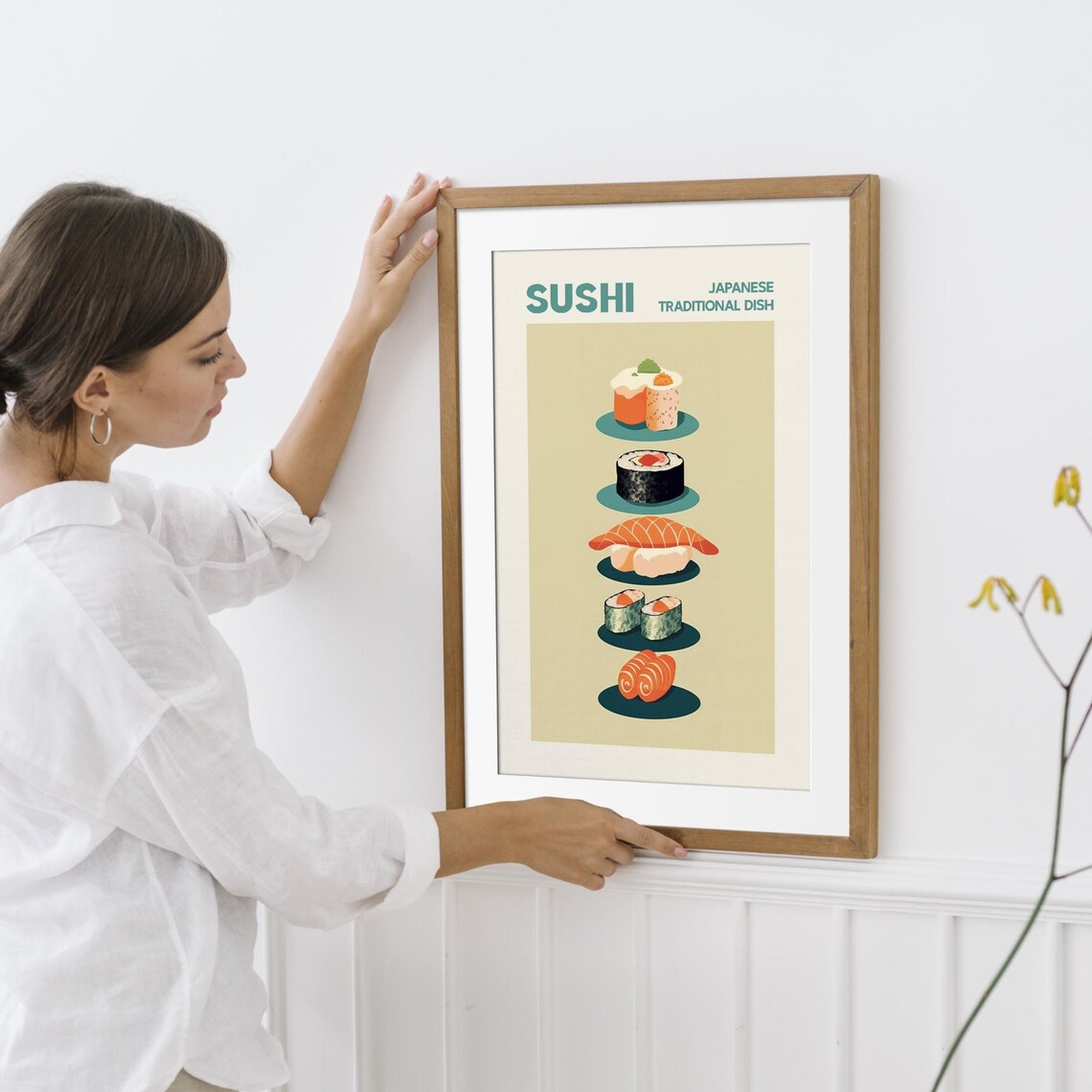 Sushi Japanese Traditional Dish Stacked Retro Kitchen Poster - Image 4