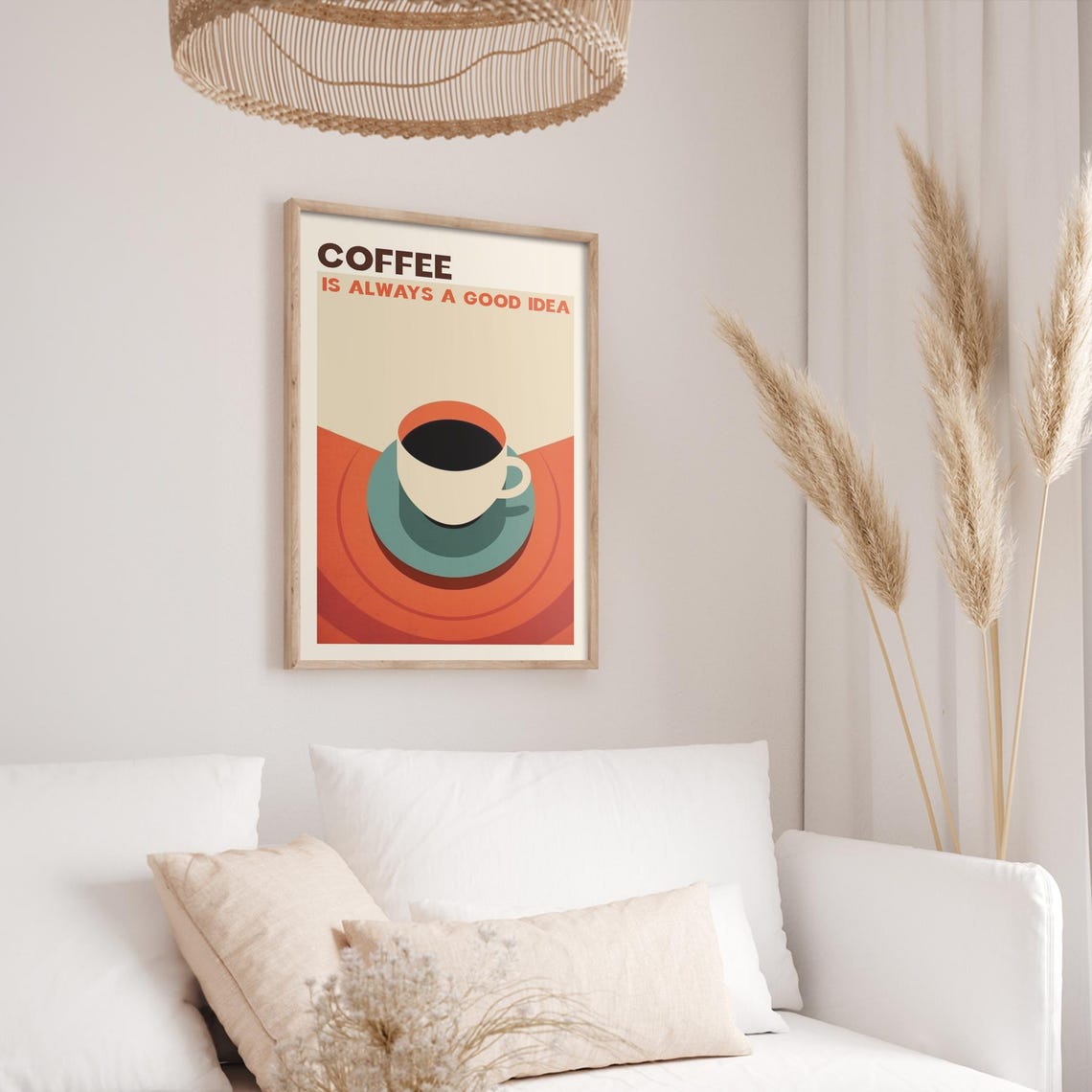 Coffee Is Always a Good Idea Bold Retro Cup Kitchen Charming Poster - Image 2