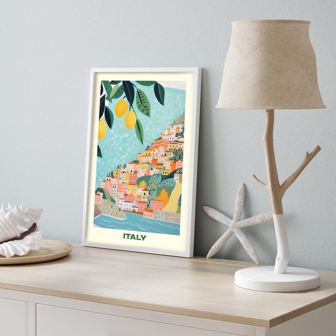 Italy Coastal Town Lemon Grove Mediterranean Hillside Travel Poster - Image 3